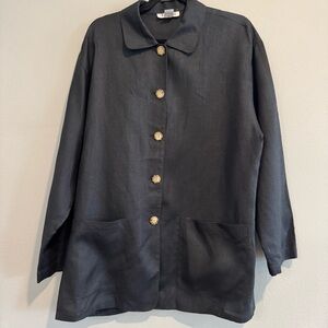 Talbots Vintage Button-Up Jacket 100% Linen Lagenlook 12